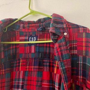 GAP oversized red plaid shirt jacket